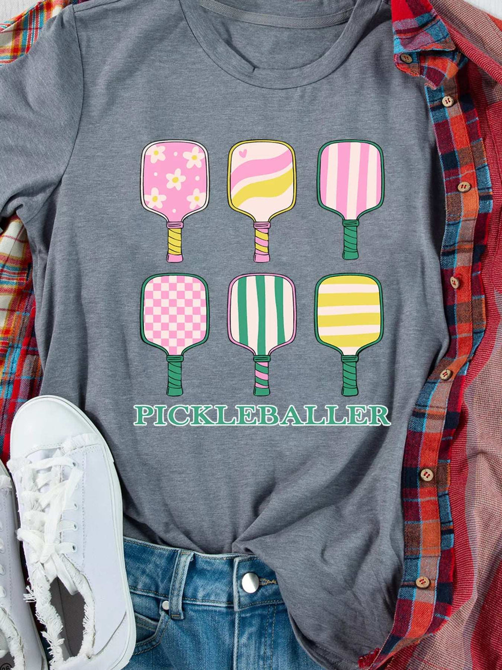 PICKLEBALLER Playful Bats Printed Casual T Shirt - Trendsi - Flyclothing LLC