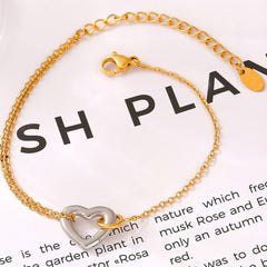18K Gold-Plated Heart Bracelet - Trendsi