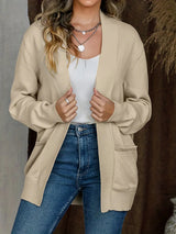 Open Front Long Sleeve Sweater Cardigan - Trendsi - Flyclothing LLC