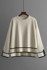 High-Low Round Neck Top and Pants Sweater Set - Trendsi - Flyclothing LLC