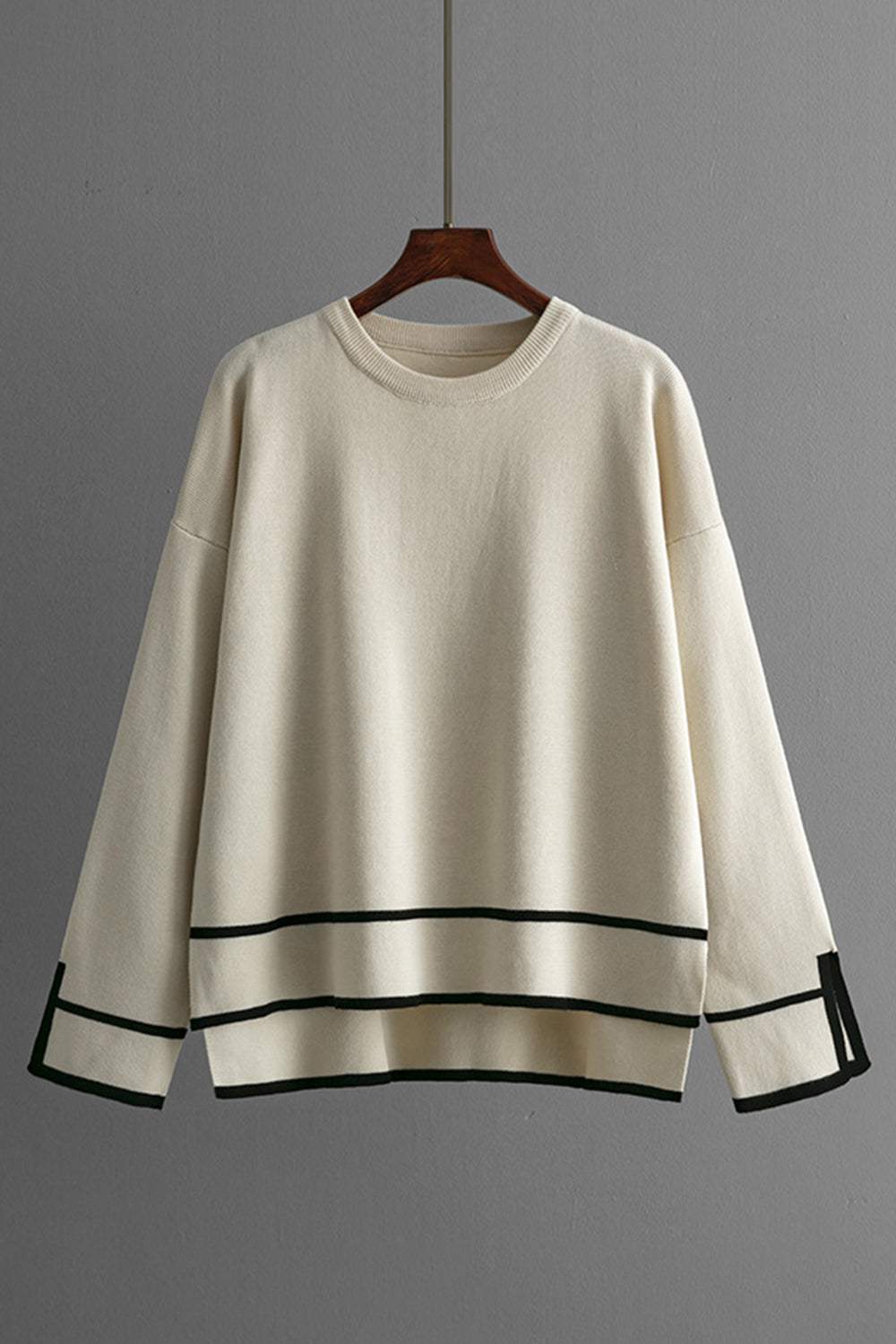 High-Low Round Neck Top and Pants Sweater Set - Trendsi - Flyclothing LLC