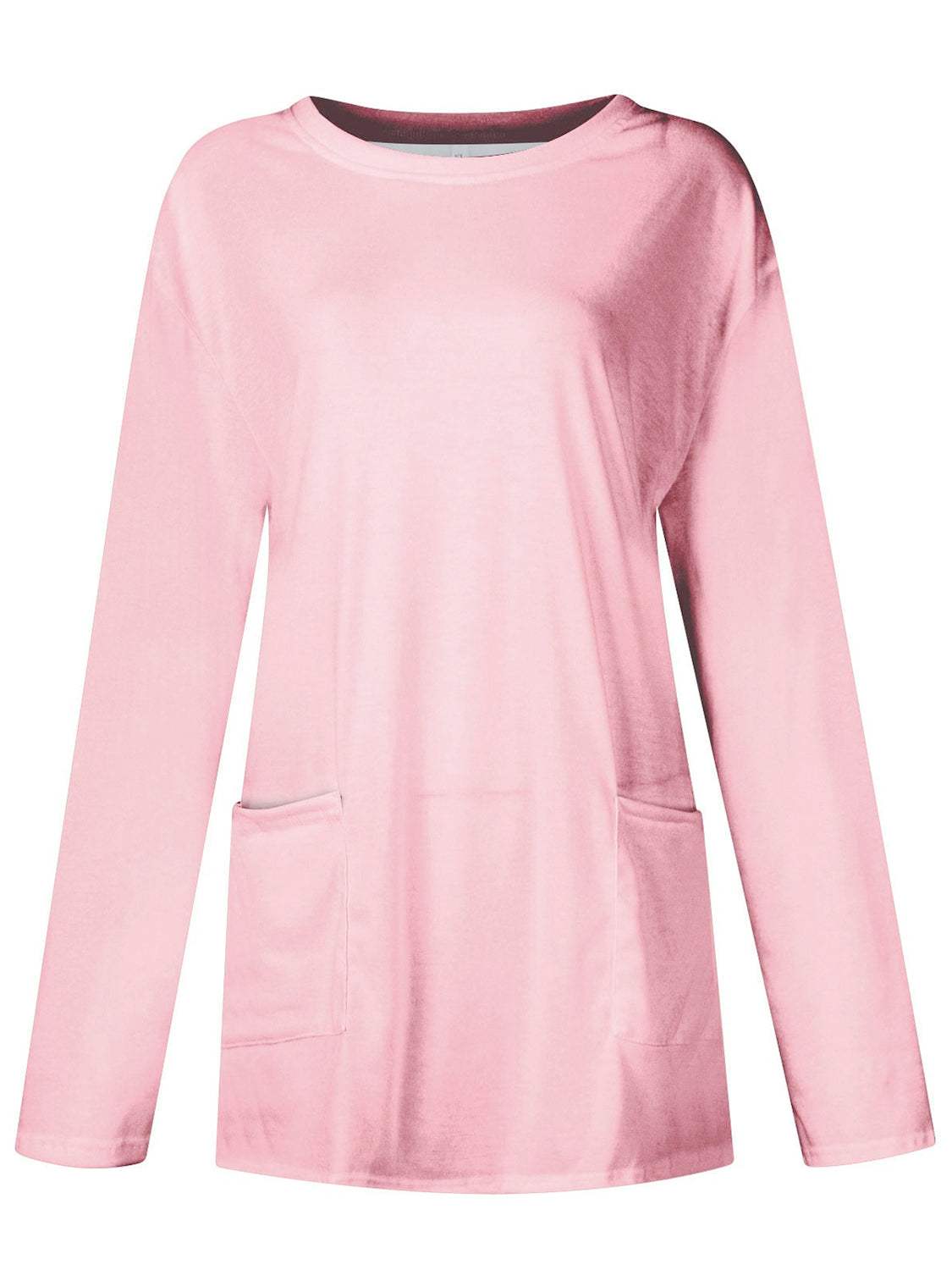 Full Size Pocketed Round Neck Long Sleeve T-Shirt - Trendsi - Flyclothing LLC