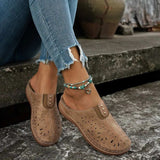 Round Toe Cutout Slip-Ons - Trendsi - Flyclothing LLC