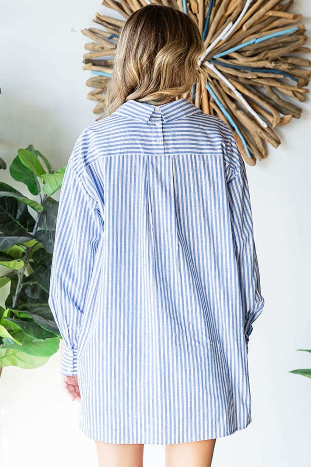 First Love Striped Button Down High-Low Hem Shirt - Trendsi - Flyclothing LLC