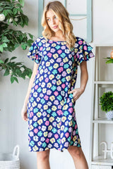 Heimish Full Size Floral Ruffled Short Sleeve Dress with Pockets - Trendsi - Flyclothing LLC