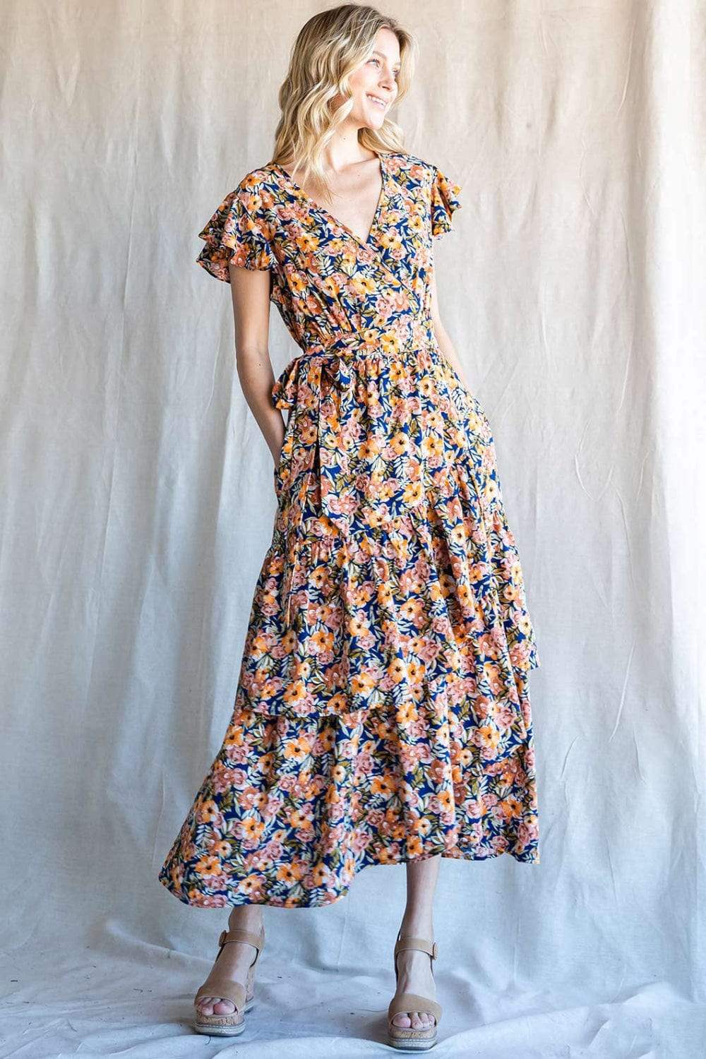 Cotton Bleu by Nu Label Floral Ruffled Midi Dress - Trendsi - Flyclothing LLC