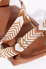 Fame PU Leather Chevron Strap Crossbody Bag - Trendsi