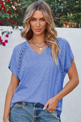 V-Neck Short Sleeve T-Shirt - Trendsi - Flyclothing LLC