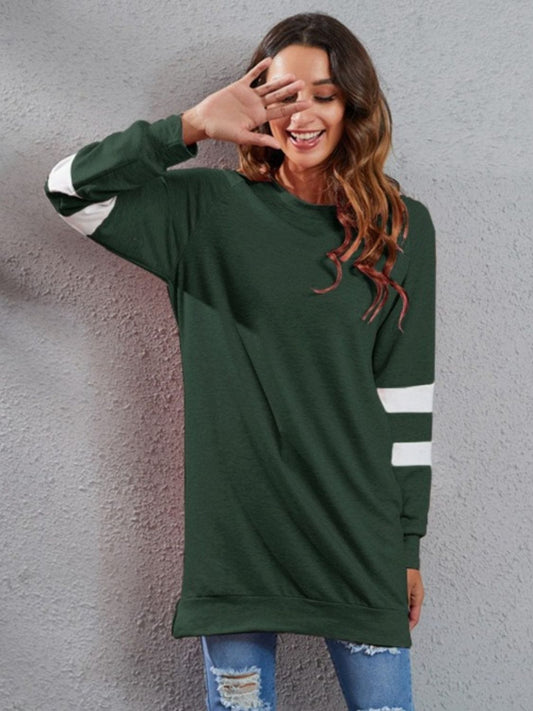 Full Size Striped Round Neck Long Sleeve T-Shirt - Trendsi