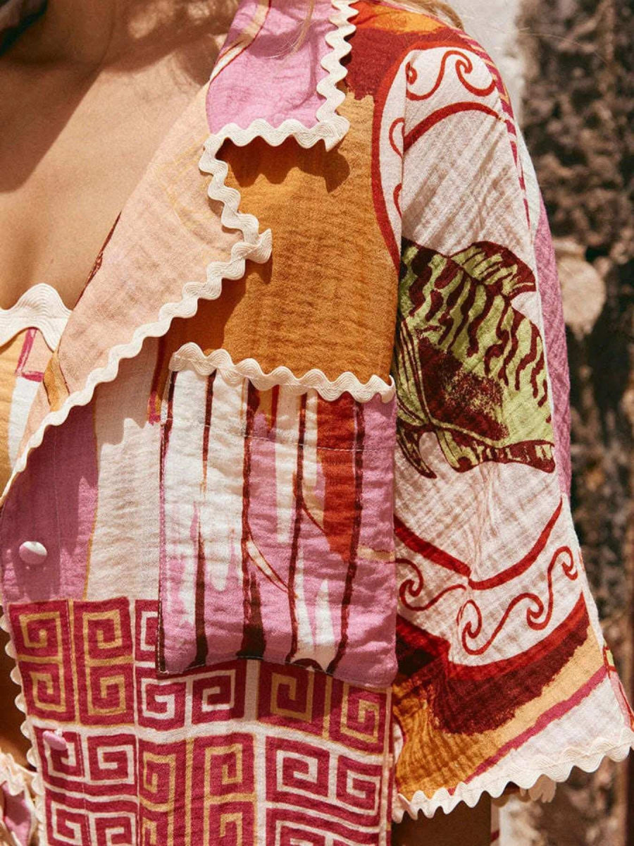 Printed Button Up Shirt and Shorts Set - Trendsi - Flyclothing LLC