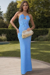 Crochet Flower Halter Neck Knit Dress - Trendsi - Flyclothing LLC