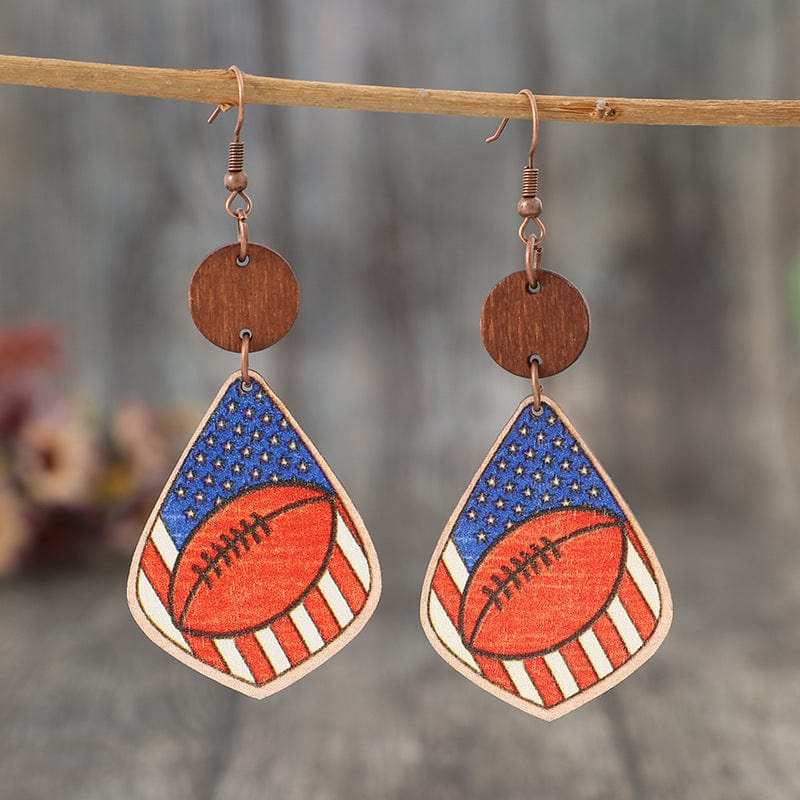 Printed Wooden Dangle Earrings - Trendsi - Flyclothing LLC
