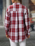 Plaid Button-Down Oversized Shirt - Trendsi - Flyclothing LLC