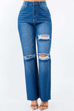 American Bazi High Waist Distressed Wide Leg Jeans - Trendsi - Flyclothing LLC