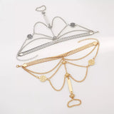 Multi Layered Chain Bracelet with Finger Ring - Trendsi - Flyclothing LLC