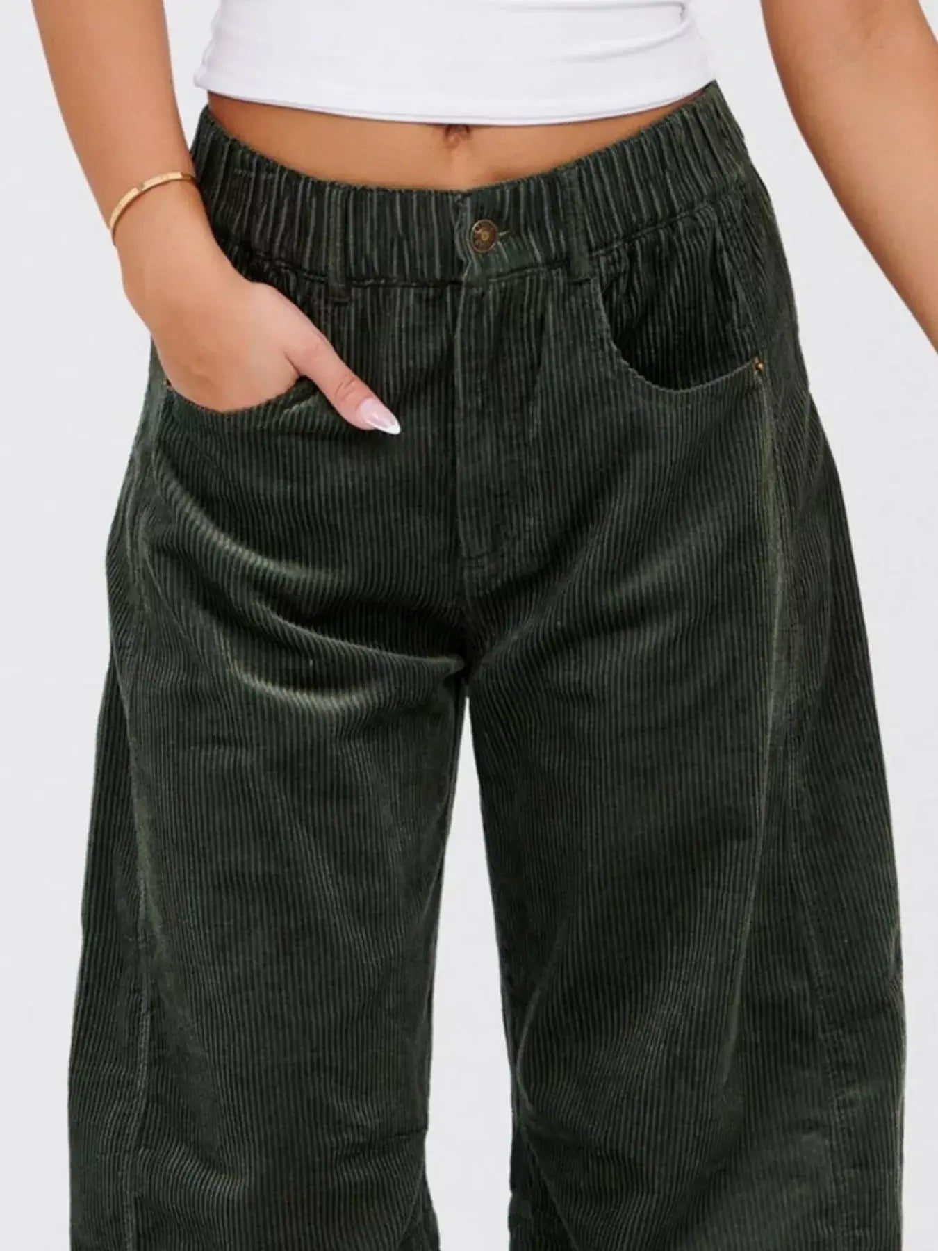 Corduroy Wide Leg Pants - Trendsi - Flyclothing LLC