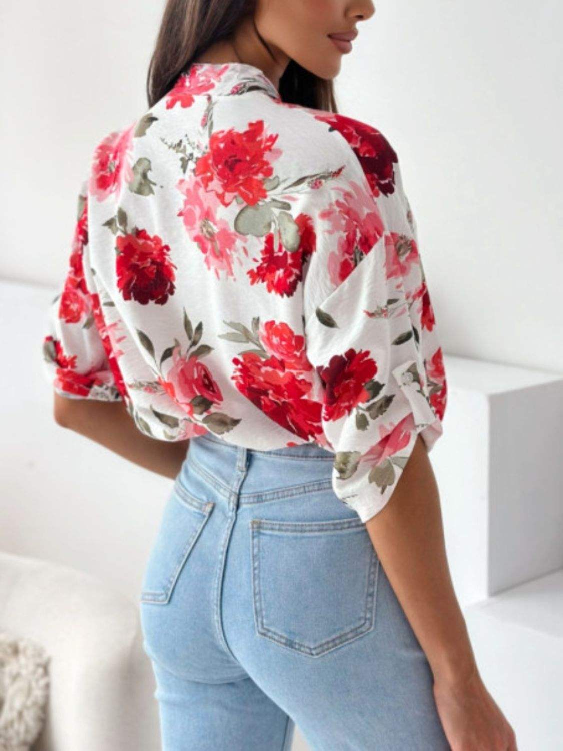 Printed Button Up Half Sleeve Shirt - Trendsi - Flyclothing LLC