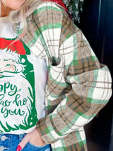 Plaid Button-Down Long Sleeve Shacket - Trendsi - Flyclothing LLC