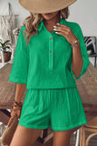 Collared Neck Half Sleeve Top and Shorts Set - Trendsi - Flyclothing LLC