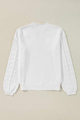 Daisy Notched Long Sleeve Sweater - Trendsi - Flyclothing LLC