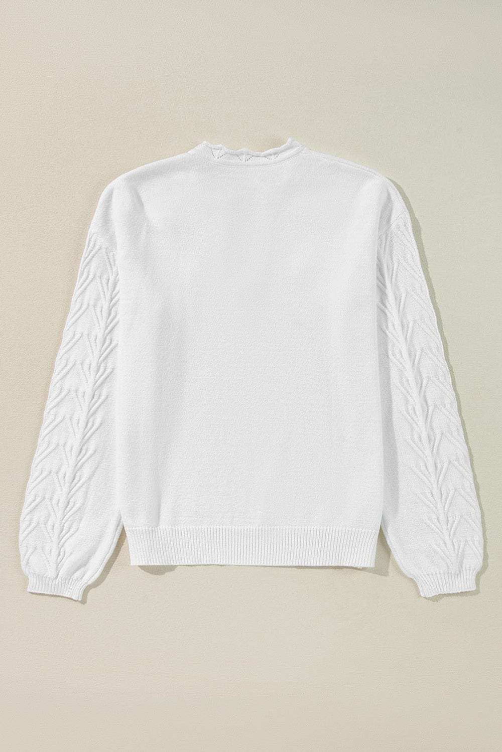 Daisy Notched Long Sleeve Sweater - Trendsi - Flyclothing LLC