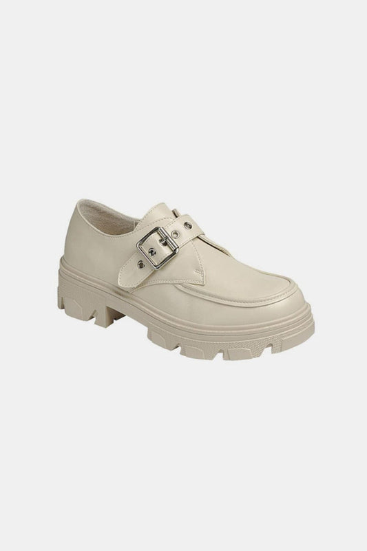 Forever Link Buckled Platform Lug Sole Loafers - Trendsi