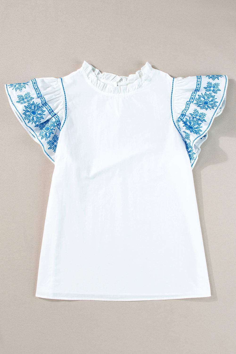 Ruffled Mock Neck Cap Sleeve Blouse - Trendsi - Flyclothing LLC