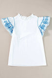 Ruffled Mock Neck Cap Sleeve Blouse - Trendsi - Flyclothing LLC