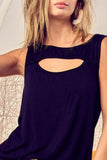 BiBi Rayon Span Knit With Cut Out Front Sleeveless Top - Trendsi