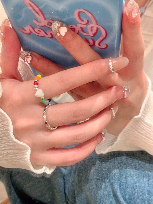 Acrylic Beaded Heart Ring - Trendsi - Flyclothing LLC