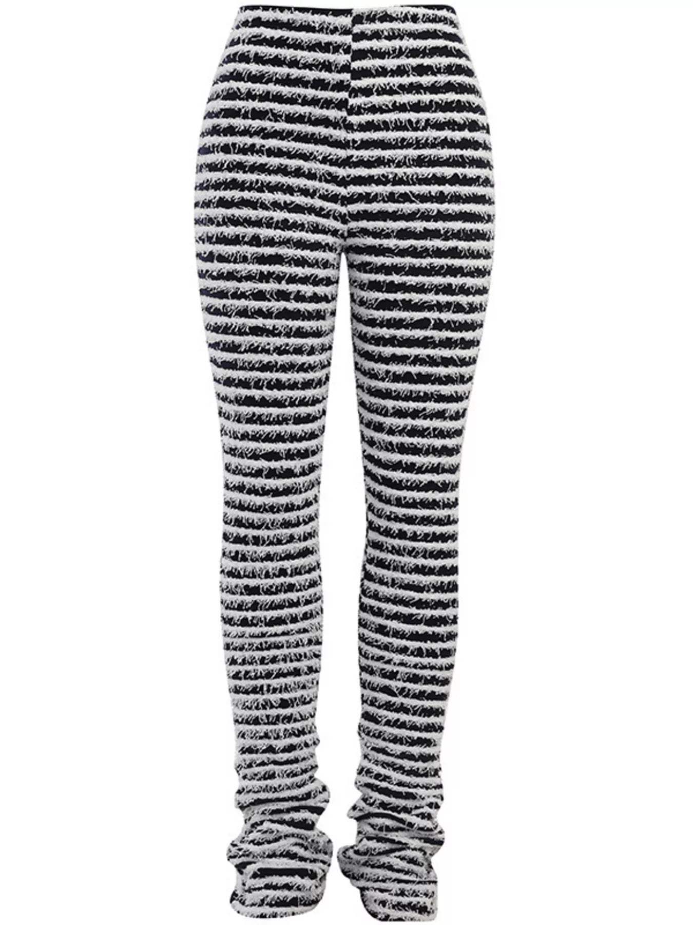 Striped Fuzzy Textured Knit Pants - Trendsi - Flyclothing LLC