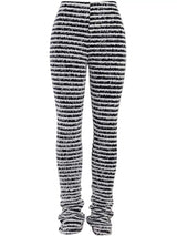 Striped Fuzzy Textured Knit Pants - Trendsi - Flyclothing LLC