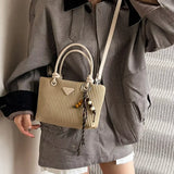 Textured Crossbody Bag with Top Handle - Trendsi - Flyclothing LLC