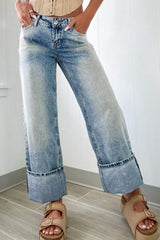 Washed Wide Leg Jeans with Pockets - Trendsi - Flyclothing LLC