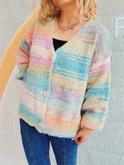 Button Up Long Sleeve Cardigan - Trendsi