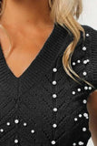 BiBi Chevron Pointelle Pearl Knit Top - Trendsi - Flyclothing LLC