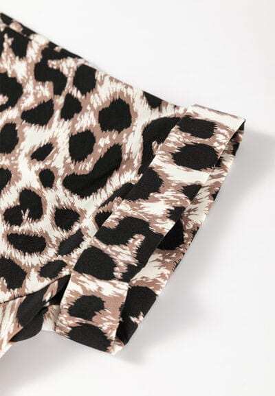 Cutout Back Leopard V-Neck Short Sleeve Mini Dress - Trendsi - Flyclothing LLC