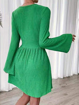 Round Neck Flare Sleeve Mini Dress - Trendsi - Flyclothing LLC