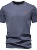 Men's Embroidered Round Neck T-Shirt - Trendsi - Flyclothing LLC