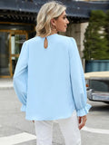 Round Neck Flounce Sleeve Top - Trendsi