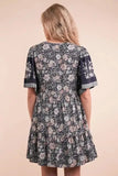 VERY J Shirring Detail Printed Woven Mini Dress - Trendsi