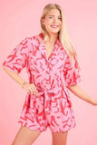 VERY J Oversized Printed Button Down Resort Romper - Trendsi - Flyclothing LLC