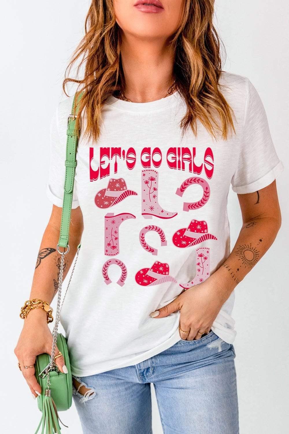 Graphic Round Neck Short Sleeve T-Shirt - Trendsi - Flyclothing LLC