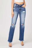 Risen Full Size Raw Hem Distressed Straight Jeans - Trendsi - Flyclothing LLC