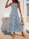 Perfee Frill Printed Square Neck Midi Cami Dress - Trendsi