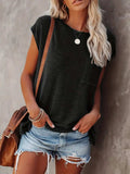 Full Size Round Neck Cap Sleeve T-Shirt - Trendsi - Flyclothing LLC