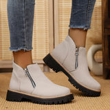 Ankle Boots with Zipper Accent - Trendsi - Flyclothing LLC