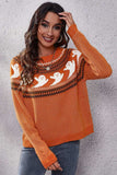 Ghost Pattern Round Neck Long Sleeve Sweater - Trendsi - Flyclothing LLC