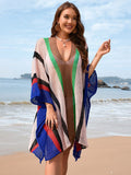 Openwork Color Block Plunge Cover-Up - Trendsi