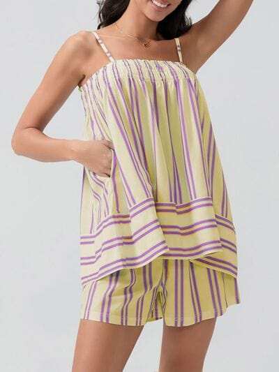 Smocked Square Neck Cami and Shorts Set - Trendsi - Flyclothing LLC